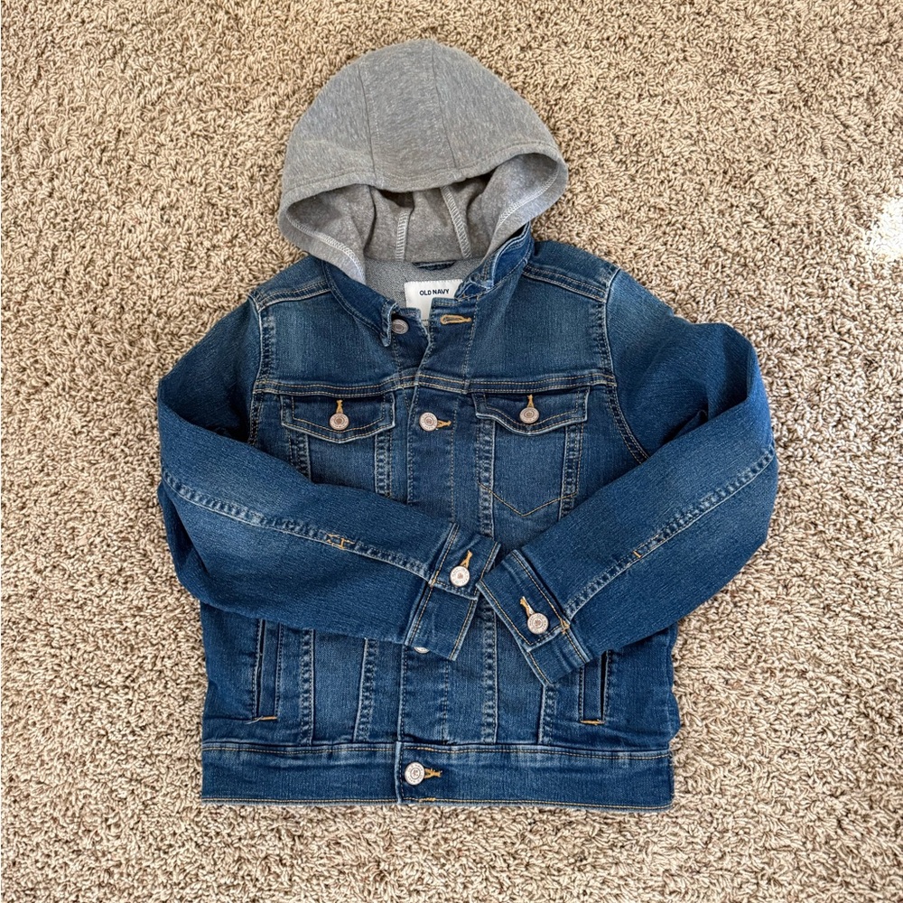 Old Navy Denim Jacket with Gray Hood